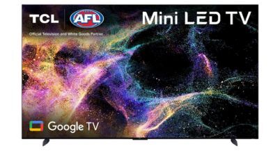 A TCL brand TV that runs the Google TV operating system