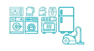 Graphic showing range of different home appliance products