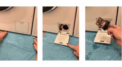 Cleaning the pump filter of a front load washing machine