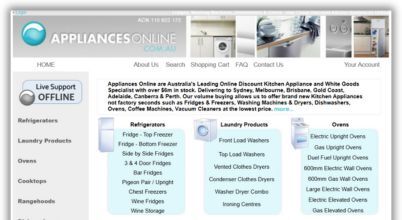 The Appliances Online website homepage in 2008