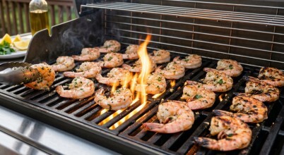 Prawns on a BBQ