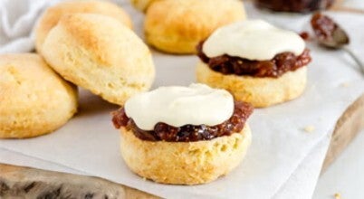 Scones with fig jam and double cream, courtesy of Falcon