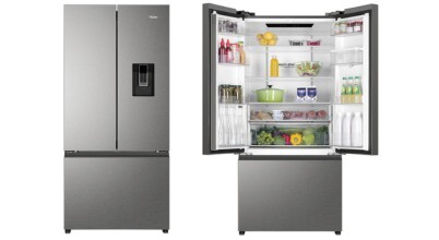 The Haier 509L French Door Fridge HRF510FHS sold in Australia by Appliances Online, with free delivery options.