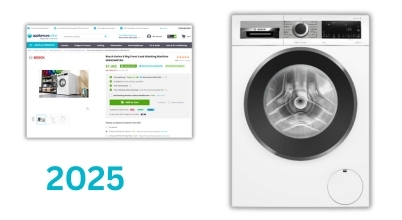 A 9kg capacity Bosch front load washing machine sold by Appliances Online in 2025