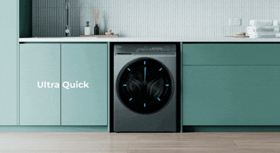 The Haier 500 range of washing machines and dryers has smart and highly functional features