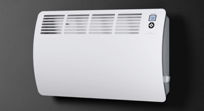 A wall mounted panel heater suitable for bathroom use made by Stiebel Eltron