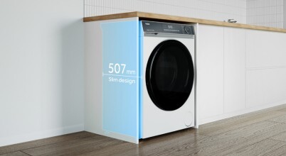 Haier's slimline range of washers and dryers are designed to fit beneath benchtops without protruding