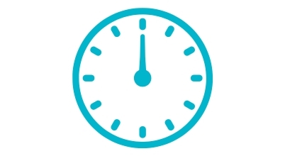 Graphic of a clock showing 12 midday or midnight
