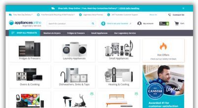 The Appliances Online website homepage in 2022