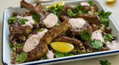 Spiced Lamb Cutlets with Sumac Yoghurt & Grain Salad recipe courtesy of BeefEater BBQs