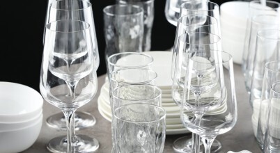 Shiny glassware sparkling clean from the dishwasher