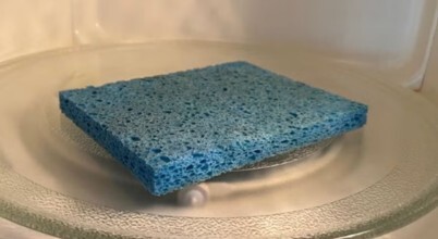 Use a sponge to clean a microwave. Do not use a microwave to clean a sponge.