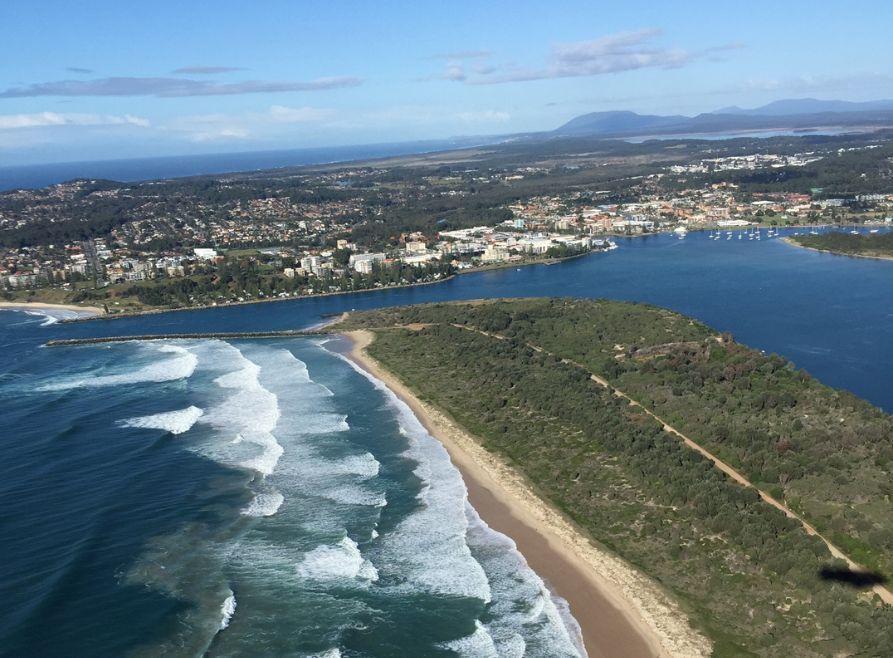 View of Port Macquarie, Australia taken from the Appliances Online blimp airship