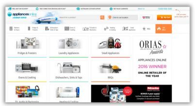 The Appliances Online website homepage in 2016