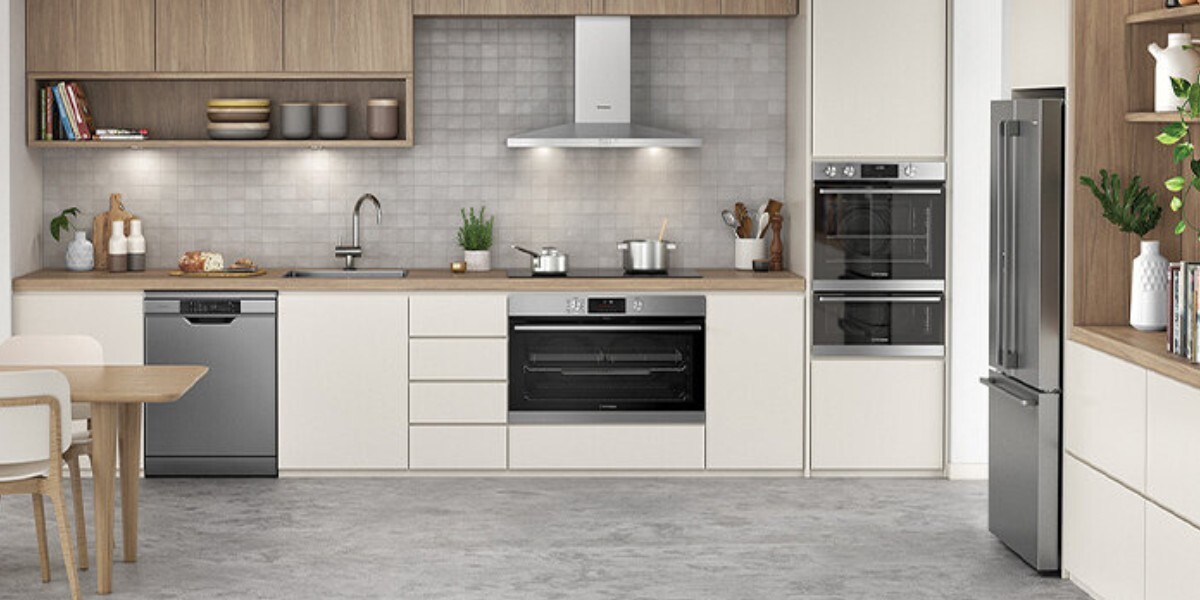 A Westinghouse brand rangehood in a contemporary kitchen