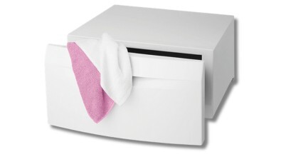 An Electrolux laundry pedestal for use with washers and dryers made by Electrolux