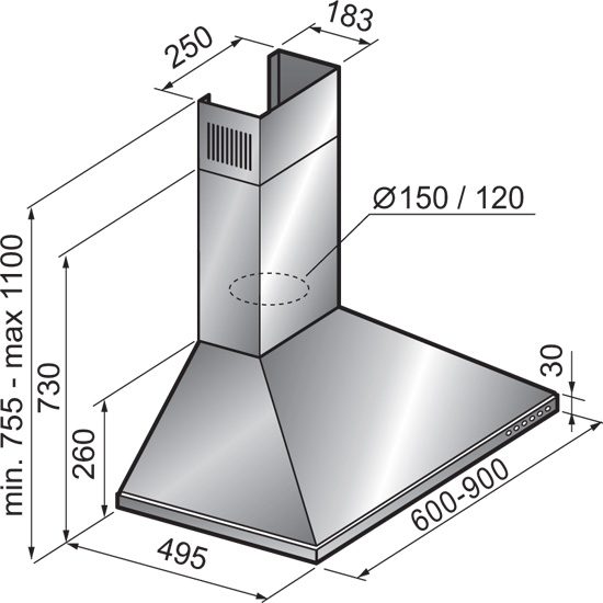 blanco 600mm rangehood