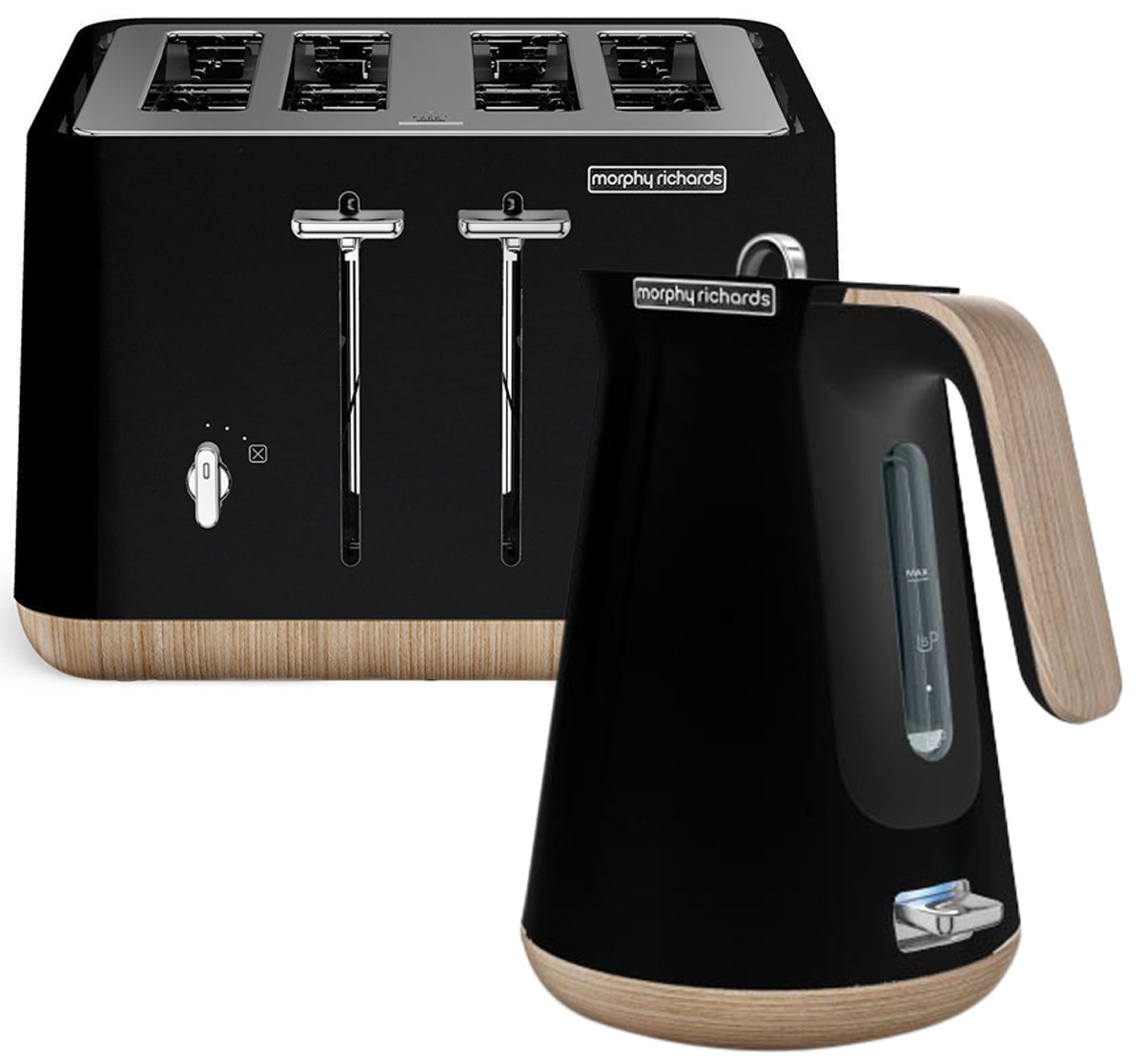 NEW Morphy Richards 240007100007 Scandi Black Aspect Toaster and Kettle