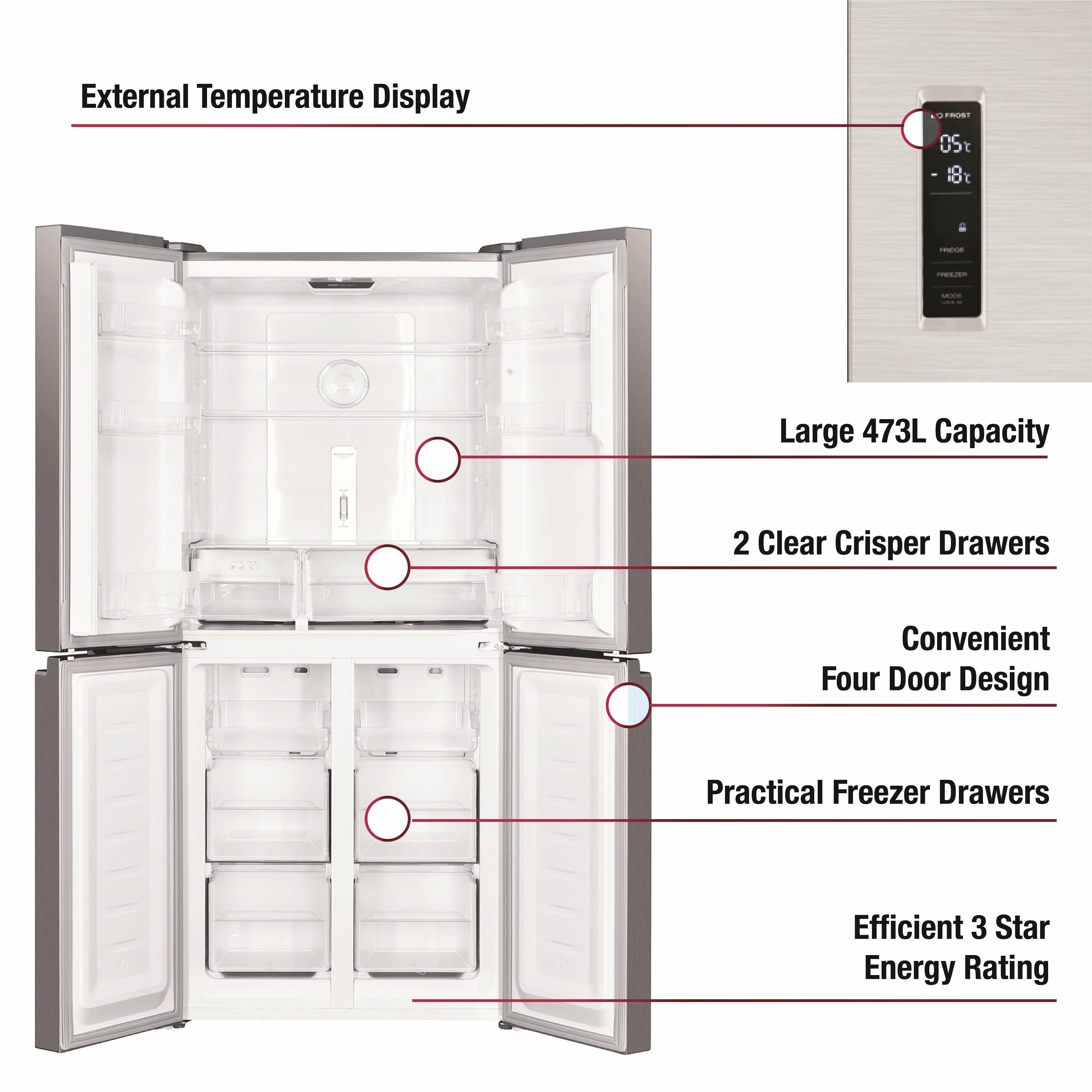 Buy Akai 473L French Door Fridge AKH470FF & Pay Later humm