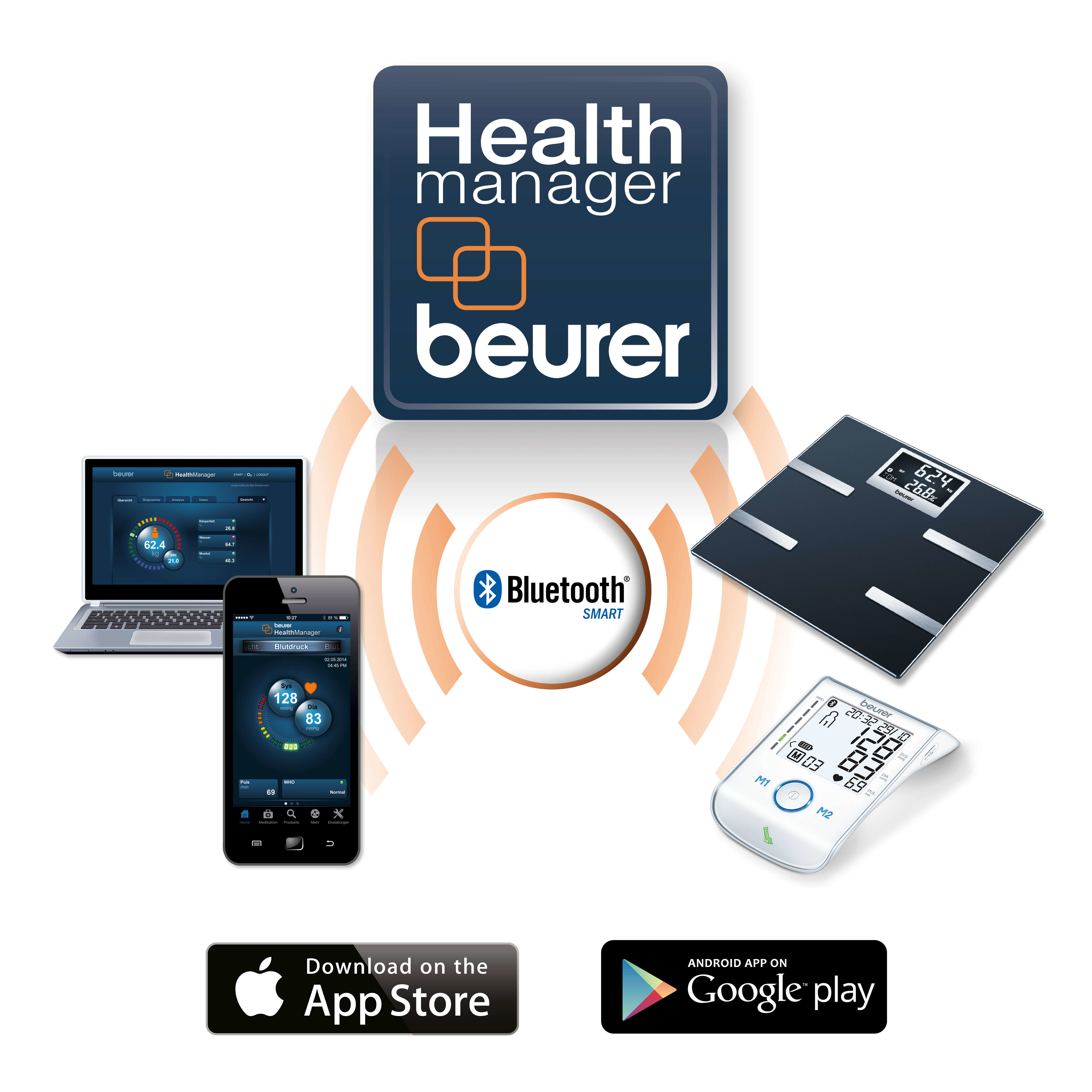 Beurer BF 700 Diagnostic Bathroom Scales with Bluetooth Smart and Health Manager 