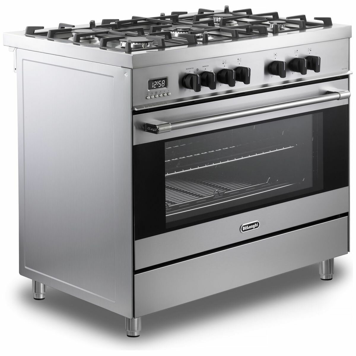 delonghi 900mm freestanding gas cooktop oven