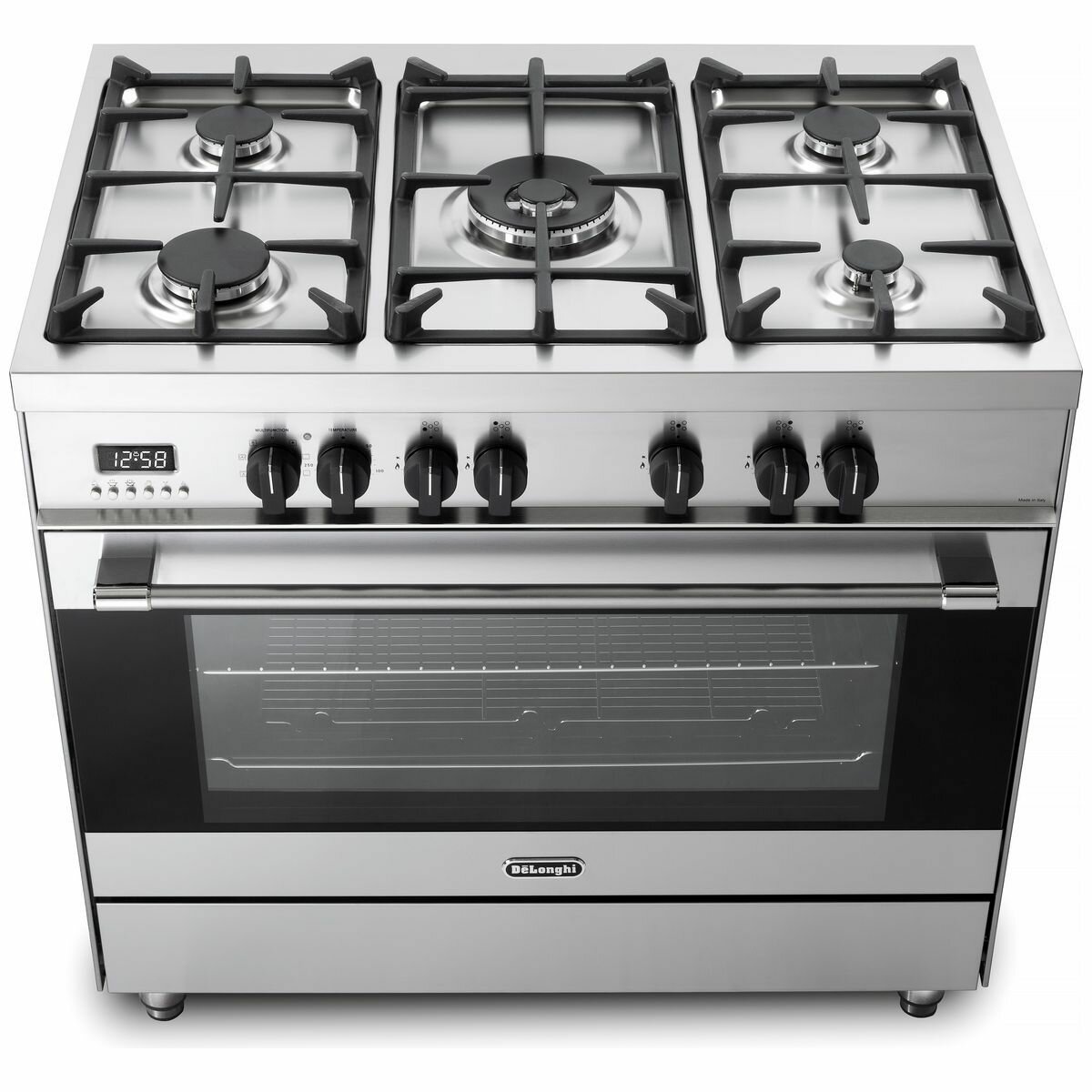 delonghi 900mm freestanding gas cooktop oven