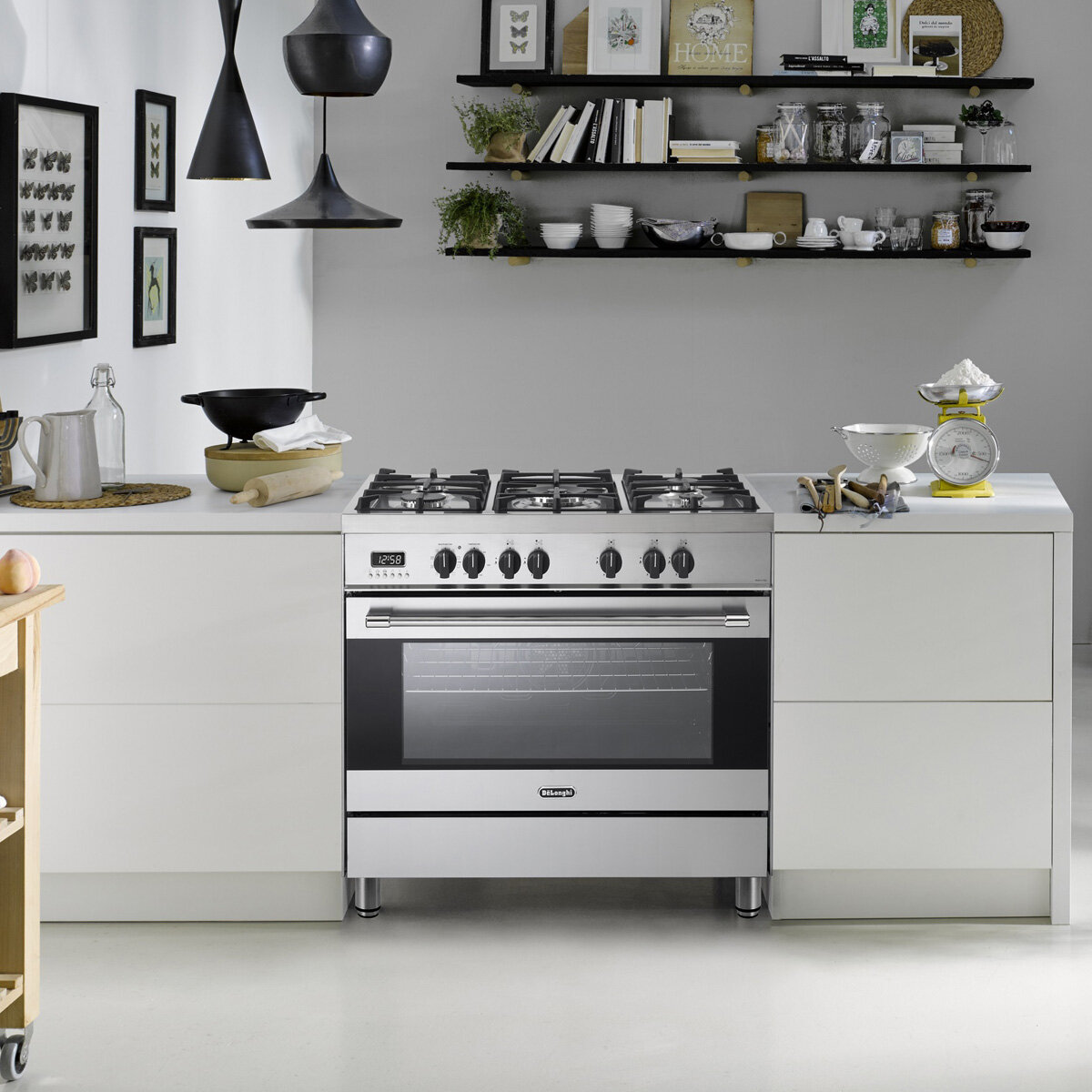 delonghi 900mm freestanding gas cooktop oven