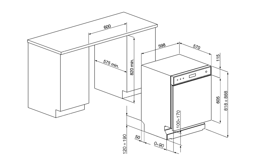 Smeg DWAU214XO Under Bench Dishwasher Appliances Online