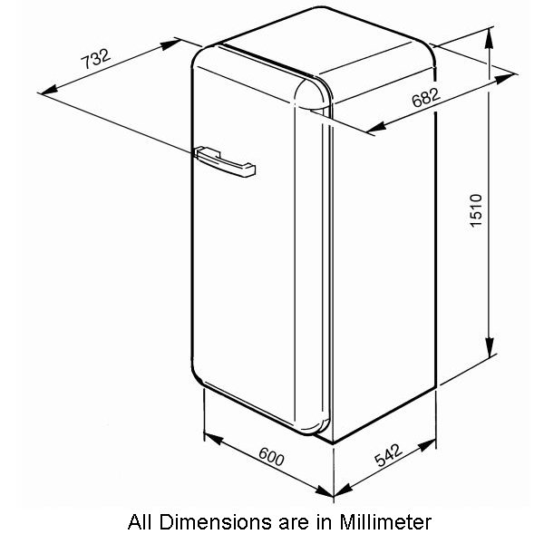 Smeg FAB28RBL1 256L Fridge Appliances Online