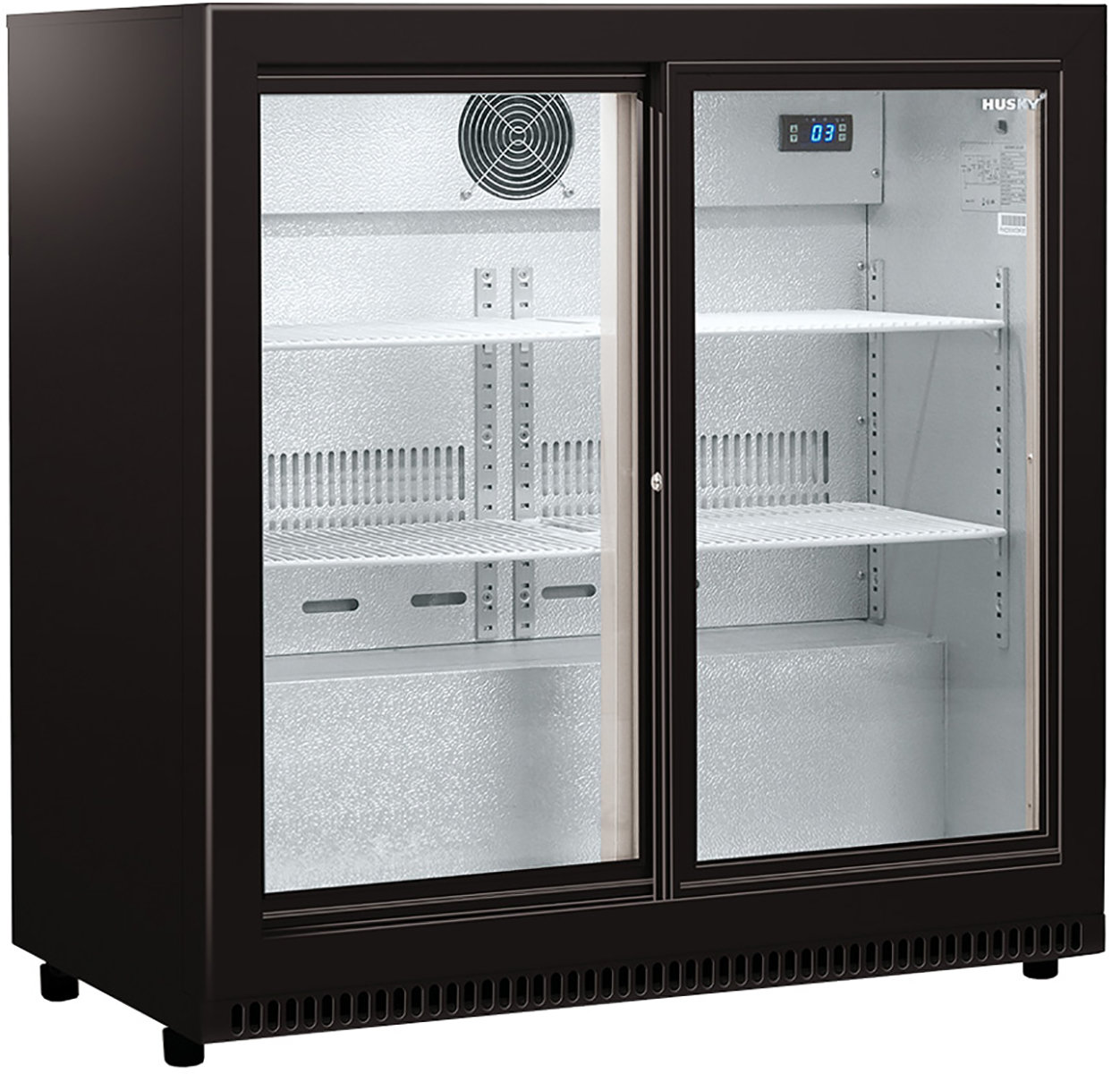 Husky Hus C2 Blk Sd 190l Double Sliding Glass Door Bar Fridge Appliances Online