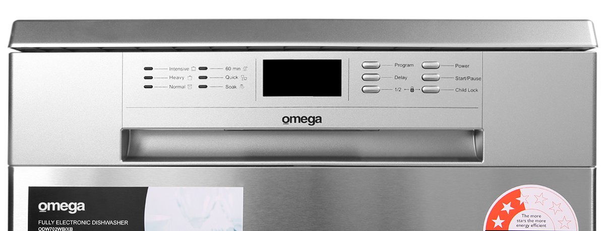omega 60cm freestanding silver dishwasher