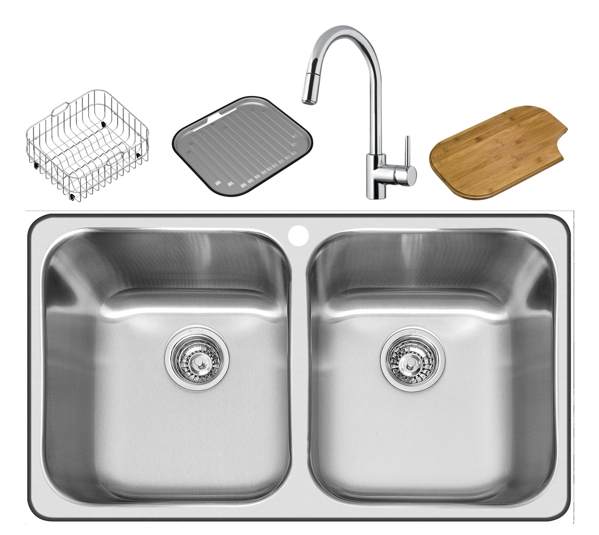Abey Pkq200pk Nuqueen Double Bowl Inset Sink Pack