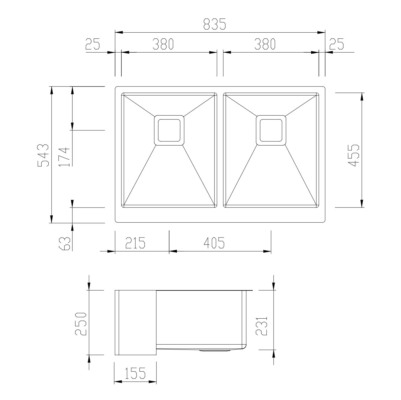 Oliveri Pr1263u Professional Butler Double Bowl Undermount Sink