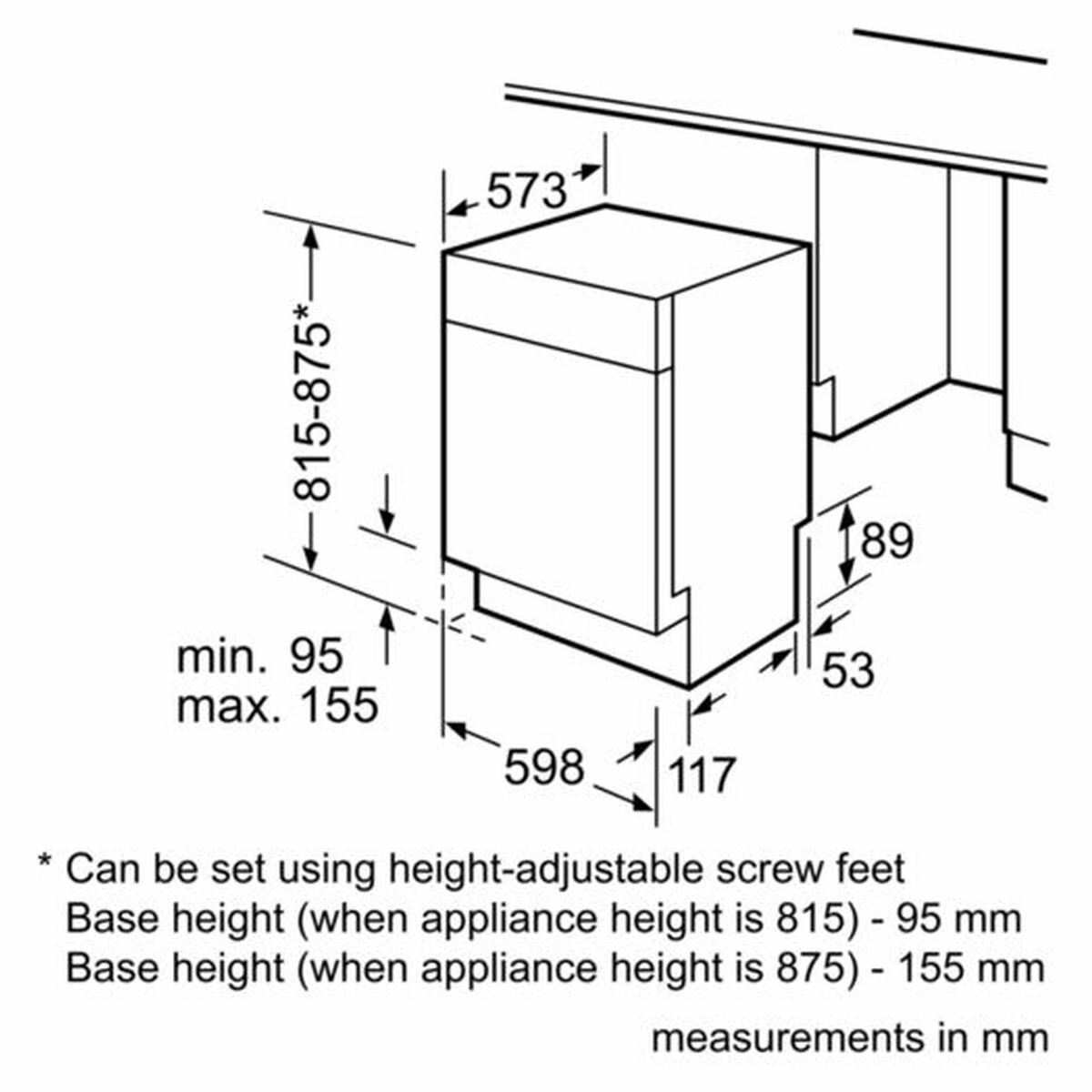 bosch dishwasher height