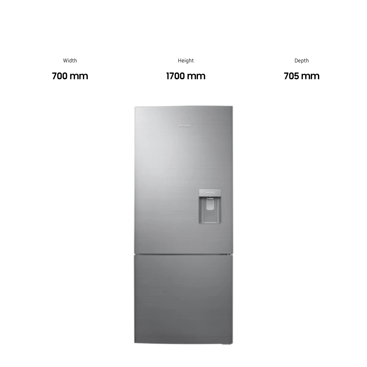 Samsung 424L Bottom Mount Fridge With Water Dispenser Silver Layered