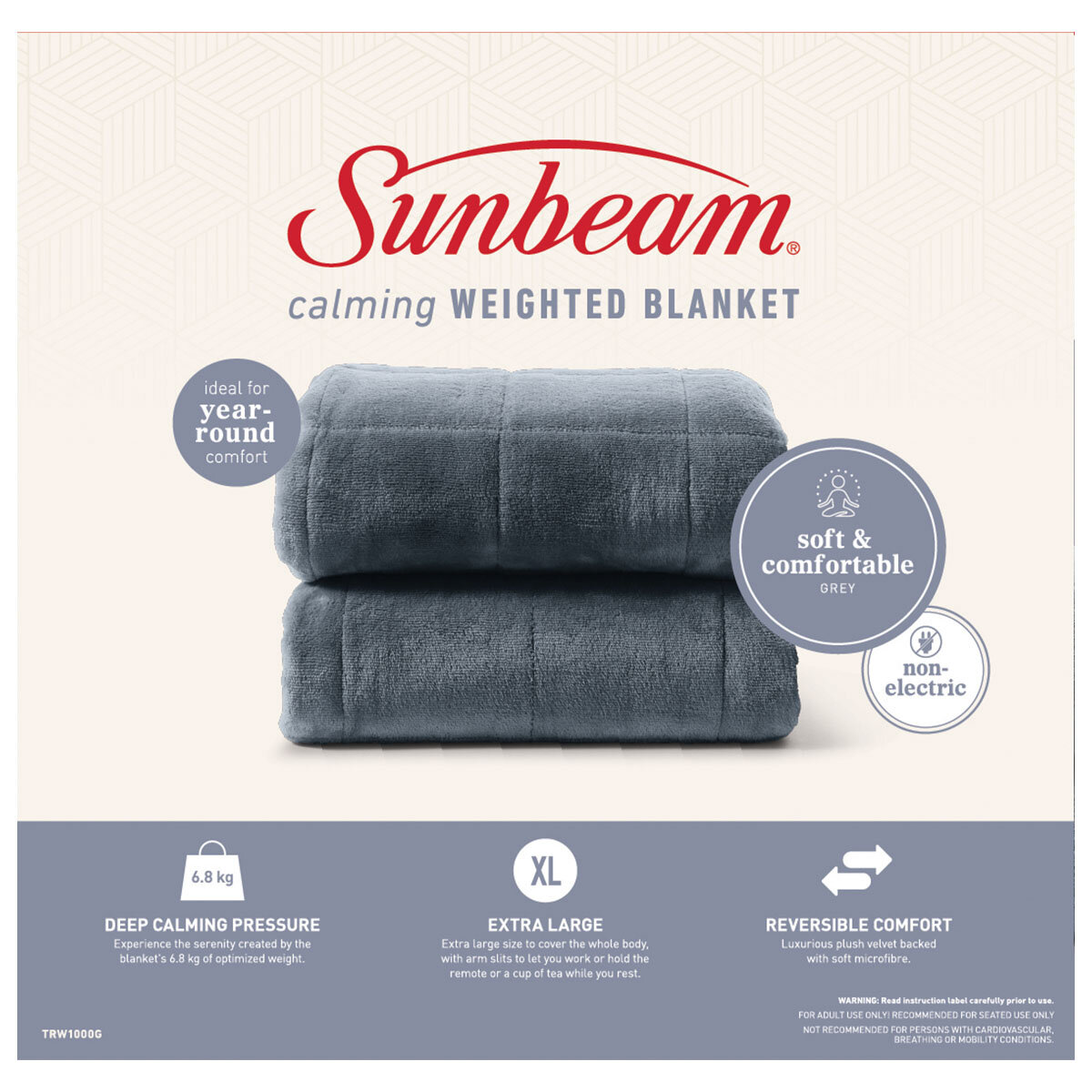 NEW Sunbeam Calming Weighted Blanket TRW1000G | eBay
