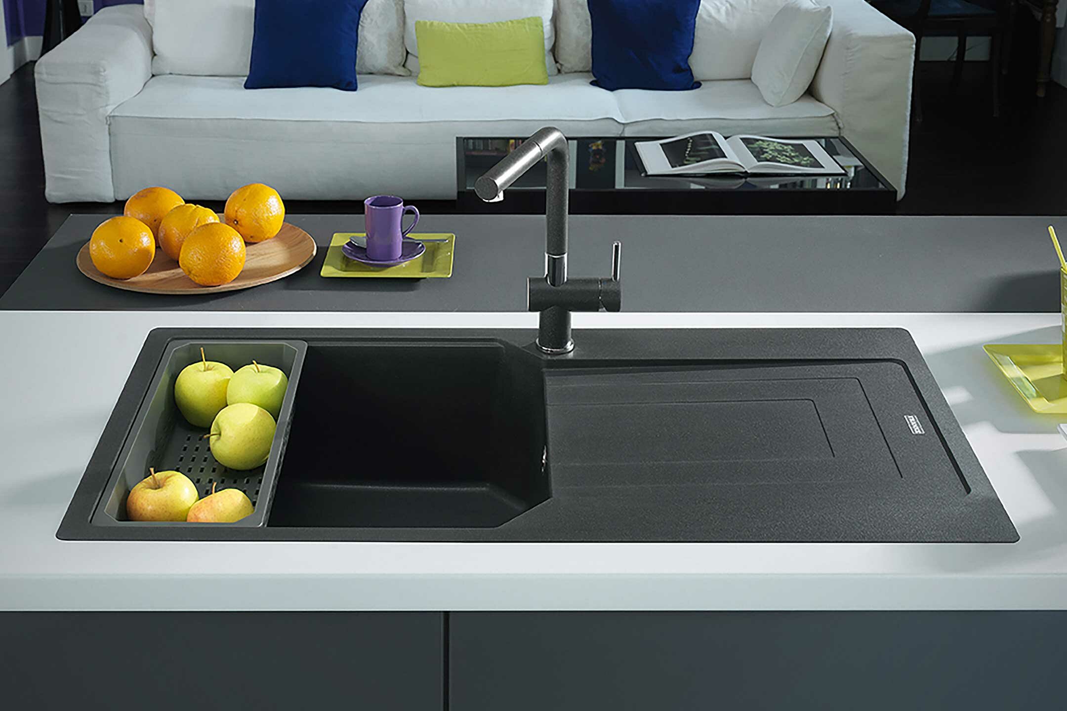 granite composite undermount kitchen sink single bowl grey