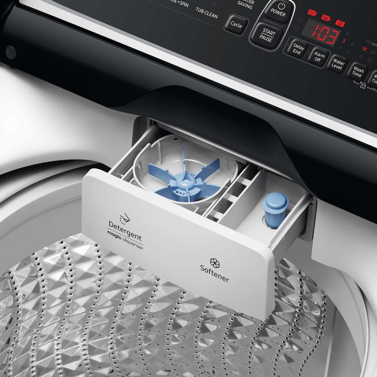 Buy Samsung 9kg Top Load Washing Machine WA90T6250BW & Pay Later humm