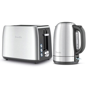 Breville Black Matching Set Breville 4 Slot Toaster & Jug Kettle with Comfee' Microwave 