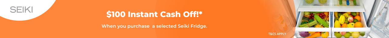 $100 Instant Cash Off on a selected Seiki Fridge