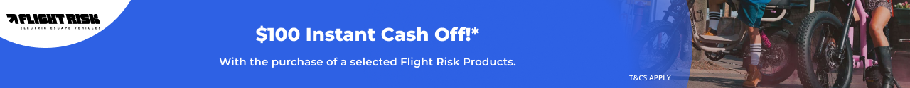 $100 Instant Cash Off with selected Flight Risk Bikes