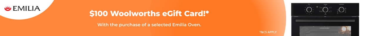 $100 Woolworths Supermarket eGift Card on selected Emilia Oven