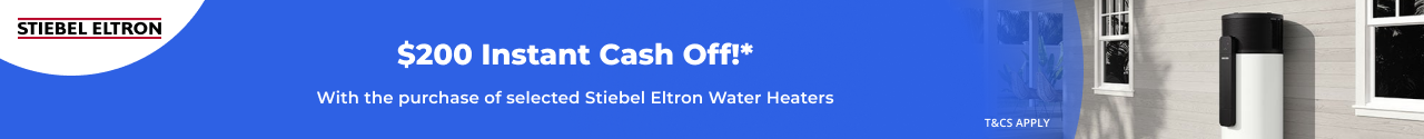 $200 Instant Cash Off selected Stiebel Eltron Products
