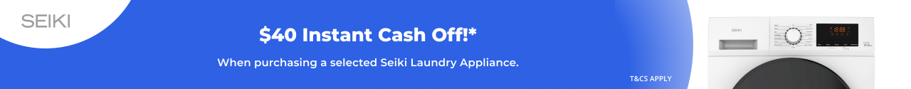 $40 Instant Cash Off on selected Seiki Washing Machine