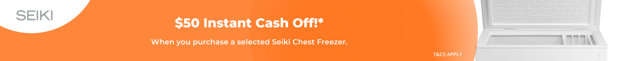 $50 Instant Cash Off on selected Seiki Chest Freezers