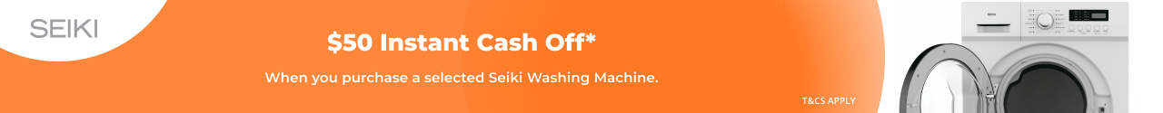 $50 Instant Cash Off on selected Seiki Washing Machine