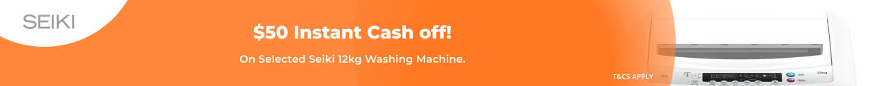 $50 Instant Cash Off on selected Seiki Washing Machine