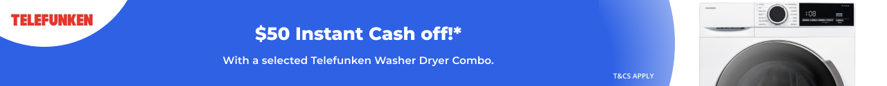 $50 Instant Cash Off on selected Telefunken Washer Dryer Combo