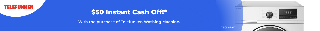 $50 Instant Cash Off on selected Telefunken Washing Mashine