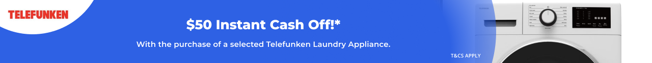 $50 Instant Cash Off with selected Telefunken Laundry Appliance